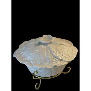 Miramar of California Vintage Cabbage Leaf  Baking Chafing Dish with Lid/Stand